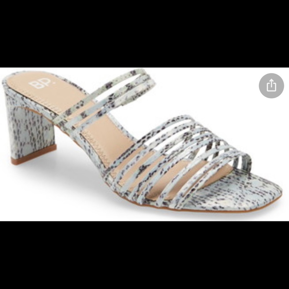 BP Brittany Strappy Slide Sandal, sz 6, lt blue snake